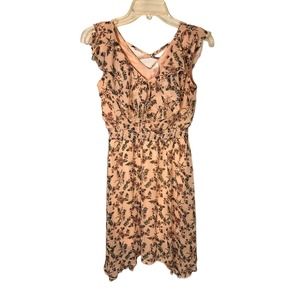 No Boundaries Sheer Pink Spring Floral Dress with Lining Size M